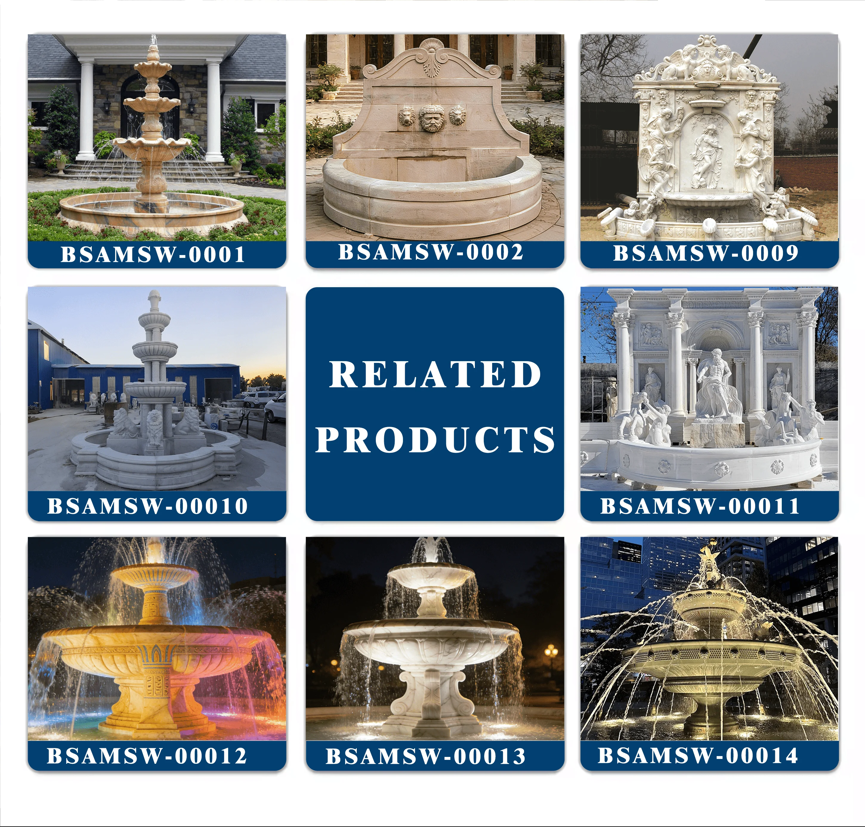 Custom White Marble Minimalist Water Feature Waterfall Fountain Sculpture  Garden Villa Fountain Decoration Deposit Only