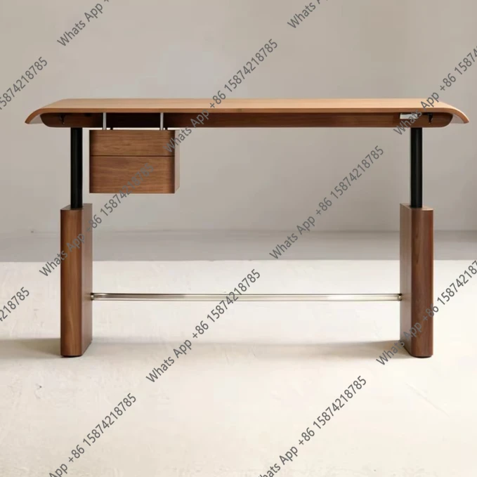 

Light luxury modern solid wood desk study simple computer desk black walnut electric lifting home learning workbench
