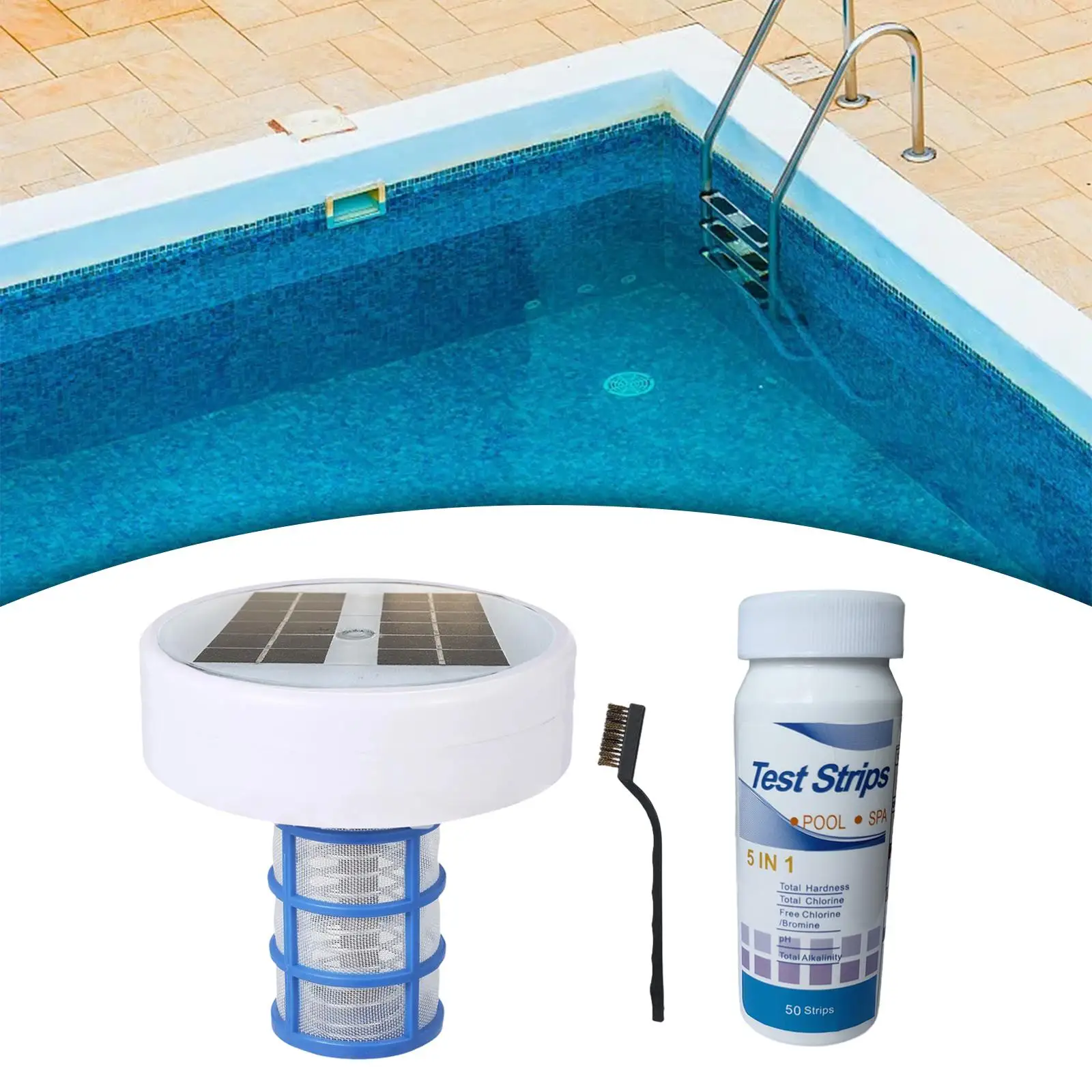 

Solar Pool Lonizer with Clean Brush Easy to Use Water Purifier for Bath Pools SPA Landscape Pools Villa Pools Swimming Pools