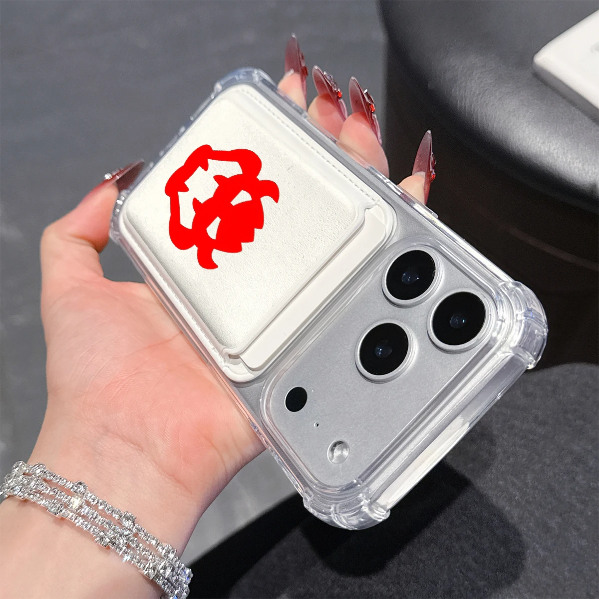 Red Monster Silhouette Phone Case For iPhone 17 16 15 14 Pro Max Plus Wallet Pocket Transparent Soft TPU for Magnetic Phone Case view 3