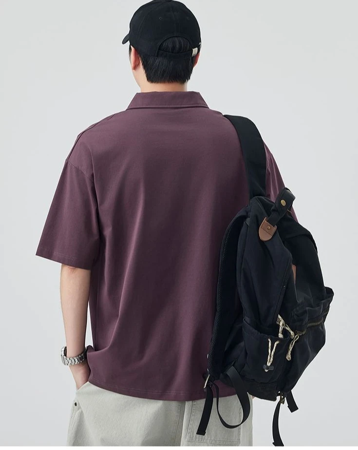 2026 Summer Men's Short-sleeved POLO Shirt Fashionable Loose Solid Color Lapel Top Versatile