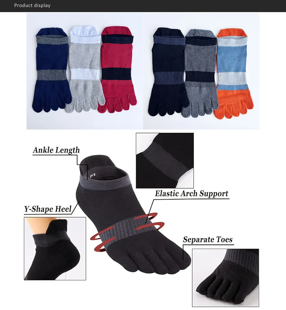 Große Zehensocken in Übergröße, Sport-Mann-Mesh, atmungsaktiv, Kompression, schweißabsorbierend, Fitness, elastisch, fünf Finger-Söckchen für Studenten – Detail 4