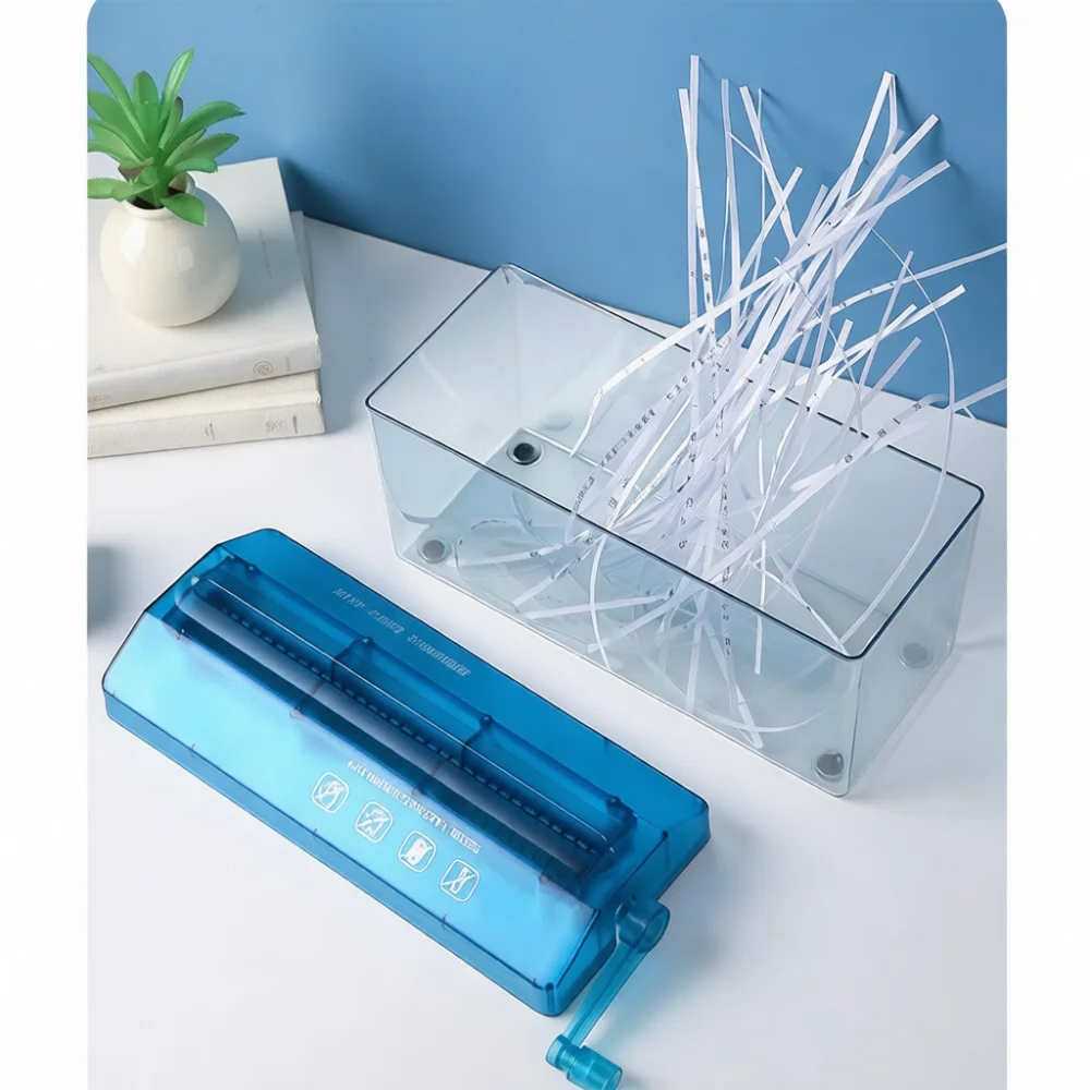 Portable Manual Shredder Desktop Document Destroyer Strip Cut A4 A6 Size Paper Cutter For Office Financial Record Home Privacy