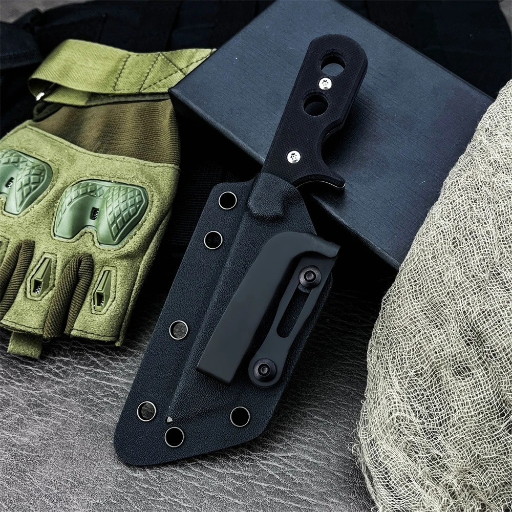 2025 جديد شفرة مثبتة سكين الأبنوس مقبض في الهواء الطلق التكتيكية القتالية الدفاع عن النفس المحمولة Bushcraft المطبخ أداة متعددة
