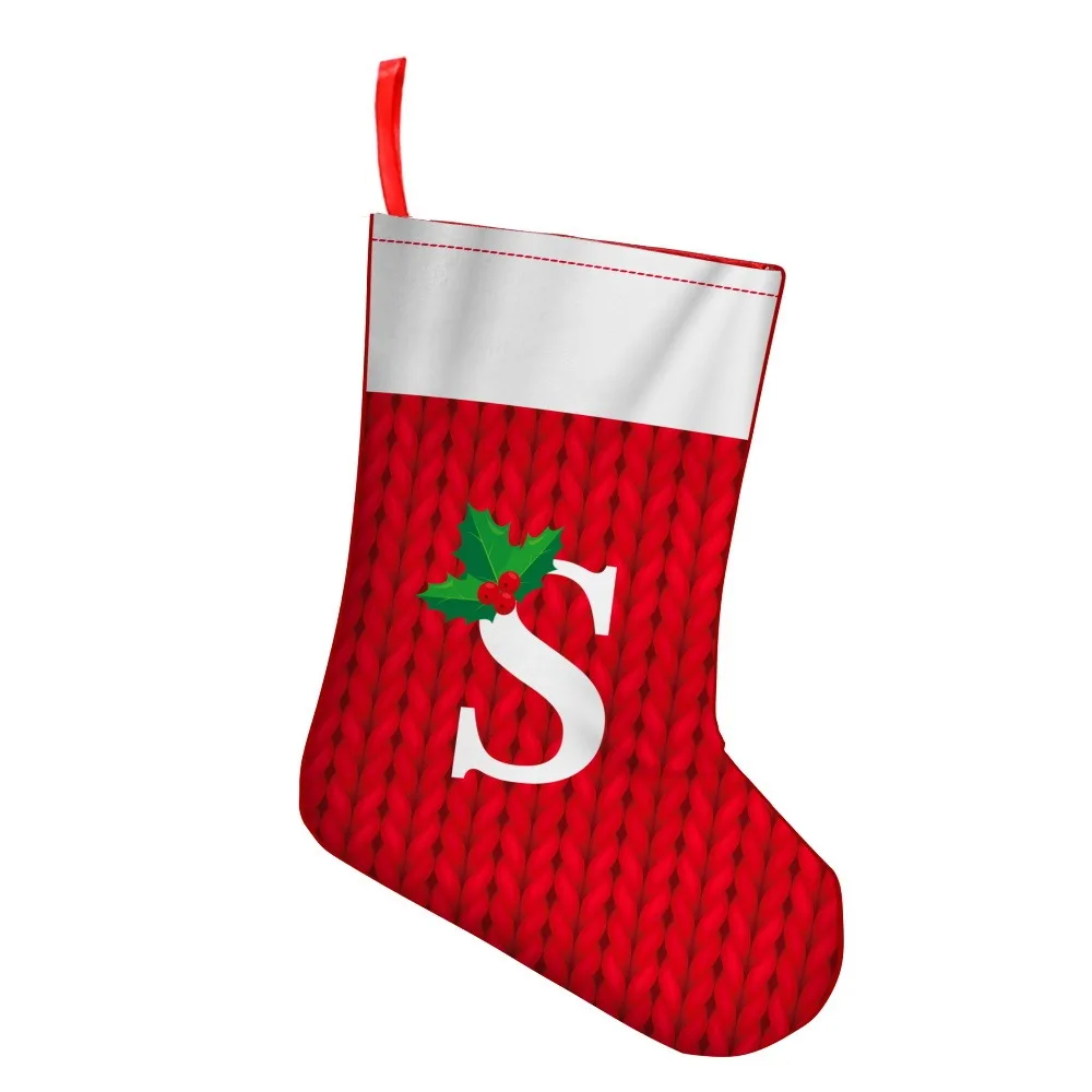 

Portable A-Z Christmas Alphabet Socks Creativity Cute Red Letter Socks Hangable Large Capacity Xmas Tree Ornament New Year