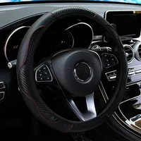 Car Steering Wheel Cover Breathable Car Anti Slip PU Leather Steering Covers Suitable 38cm Auto Decoration Carbon Fiber