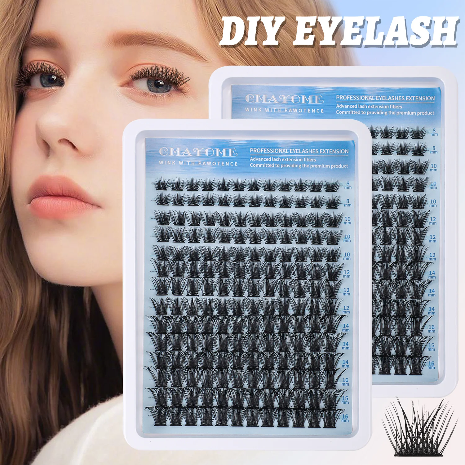 

Single Cluster C Curved Multi-hair False Eyelash Set 8-18mmDIY Segmented Grafting Thick Eyelashes