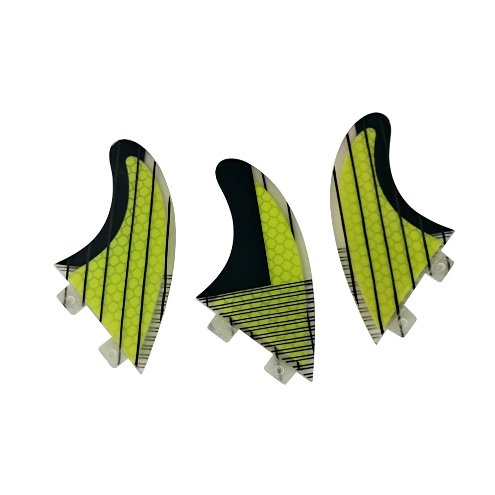 UPSURF FCS Fins Sup Accessories G5 Yellow Color Surf Board 3 pcs per set Double Tabs Fins for surfing