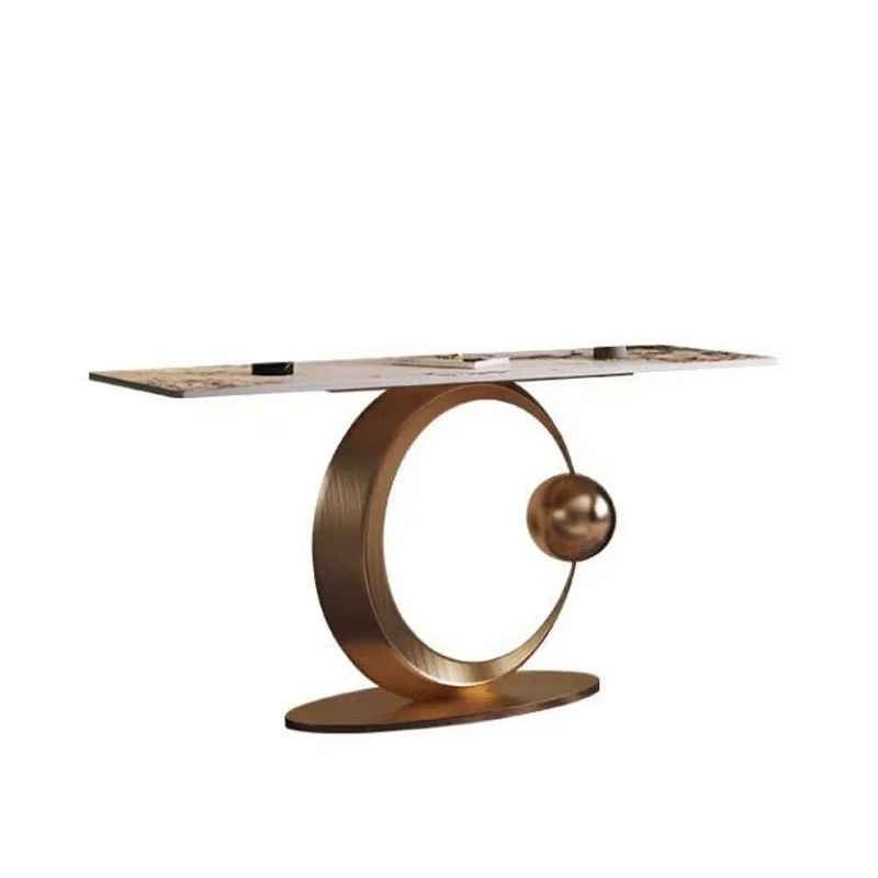 Light luxury crescent moon style rock slab entrance table, household light luxury entrance table, assembled observation platform