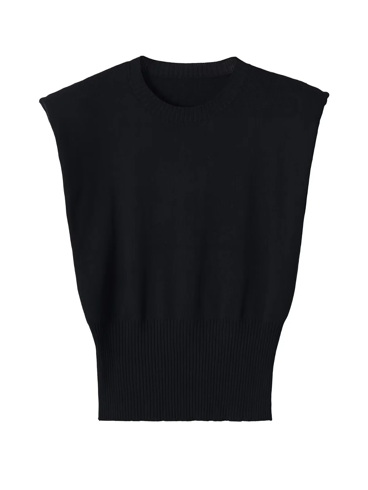 

Dave&di Sleeveless Round Neck Padded Shoulder Casual Knit Vest