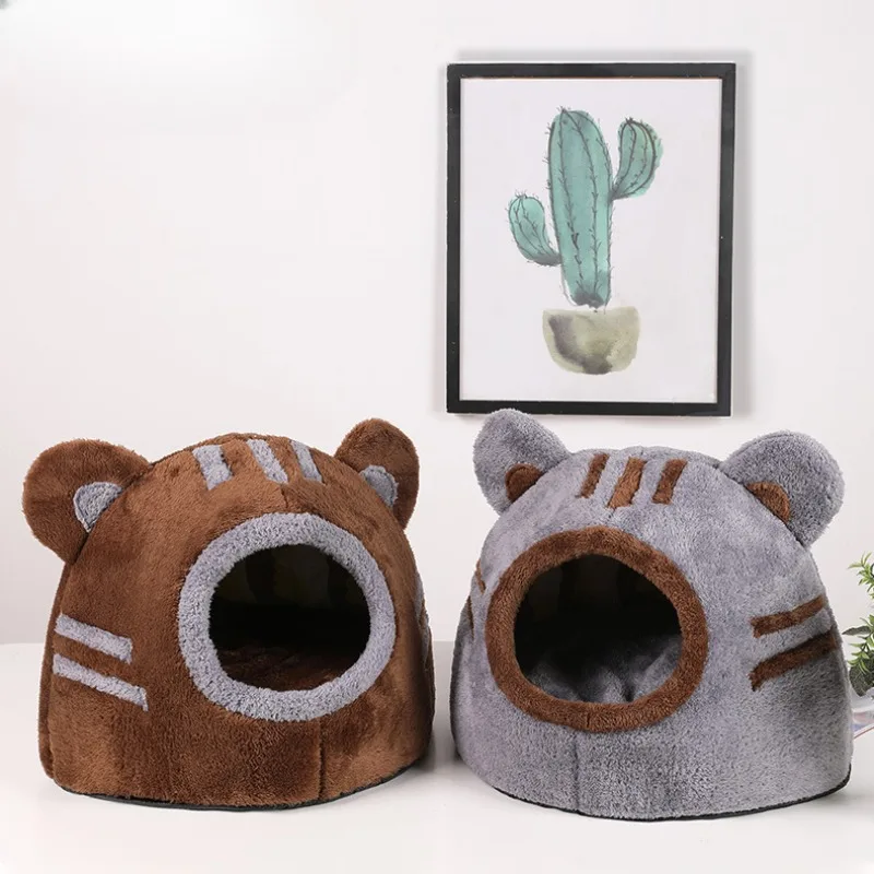 Cat Houses Winter Deep Sleep Comfort Cat Bed Cute Bear Head Shape Nest Pets Tent Cozy Cave for Cats House Pet Supplies