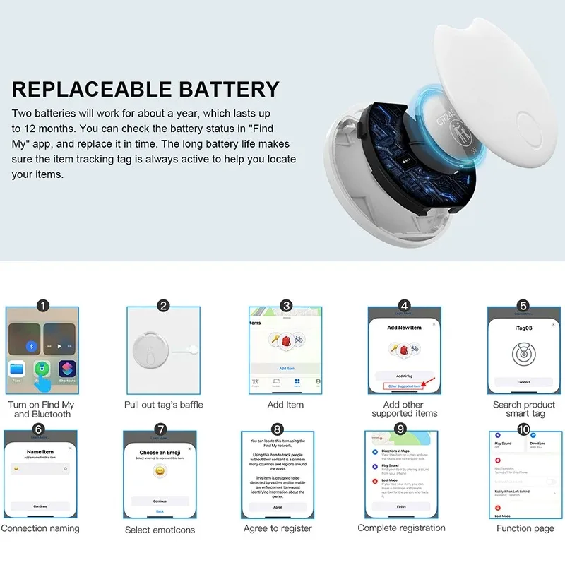 مكافحة فقدان الأمن المقتفي العلامة الذكية لابل العثور على تطبيقي IOS بلوتوث لتحديد المواقع المقتفي للعناصر الشخصية الحيوانات الأليفة IOS MFi مفتاح التعريفي #5