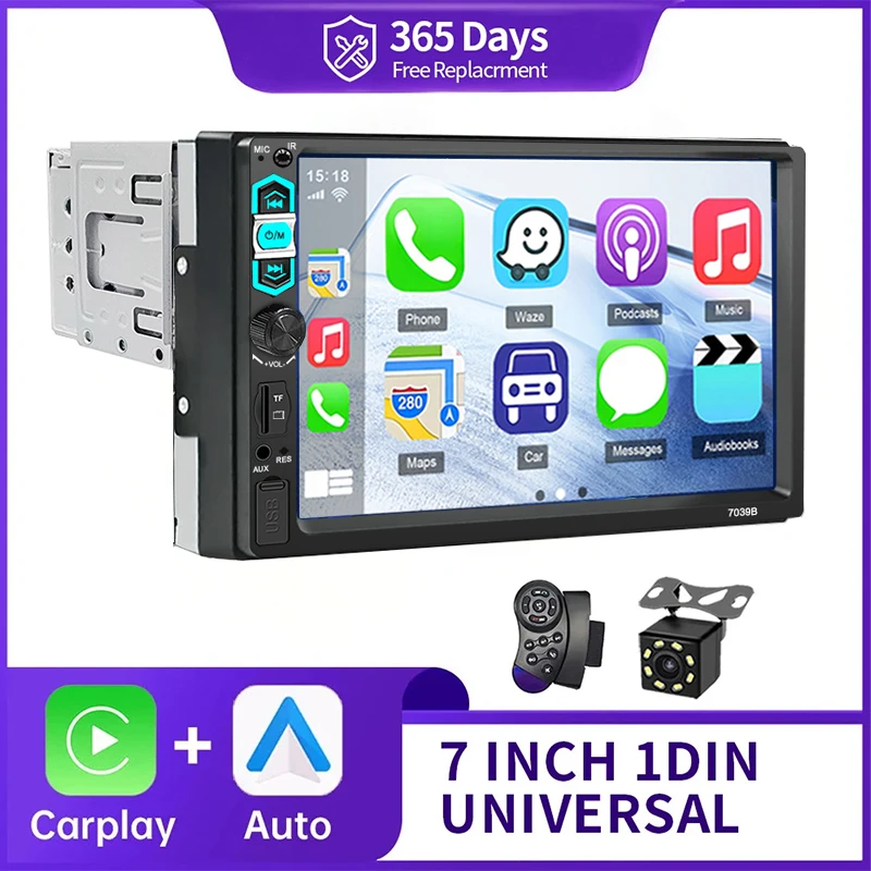 Universal 7 inch 1 Din Car Radio Stereo MP3 MP5 Multimedia Player Support SWC/AUX/BT/SD/USB/Mirrorlink/FM/RCA/HD Video