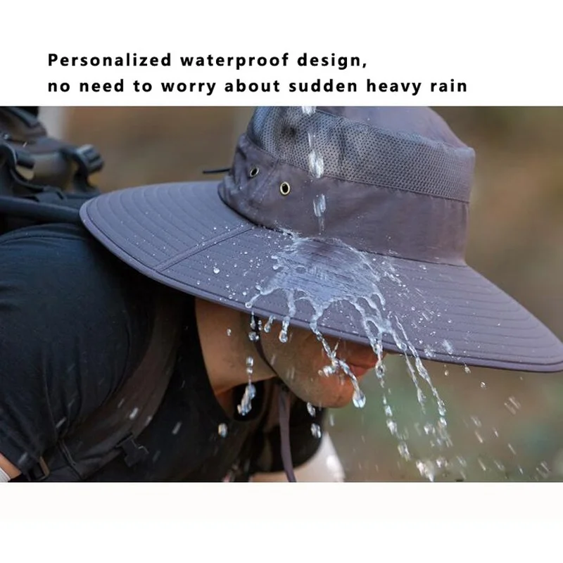 Classic Men Summer Sun Hat Waterproof Large Size 62CM Big Brim Fishing Hat Unisex 15CM Big Eaves Panama Caps Bucket Shade Hats