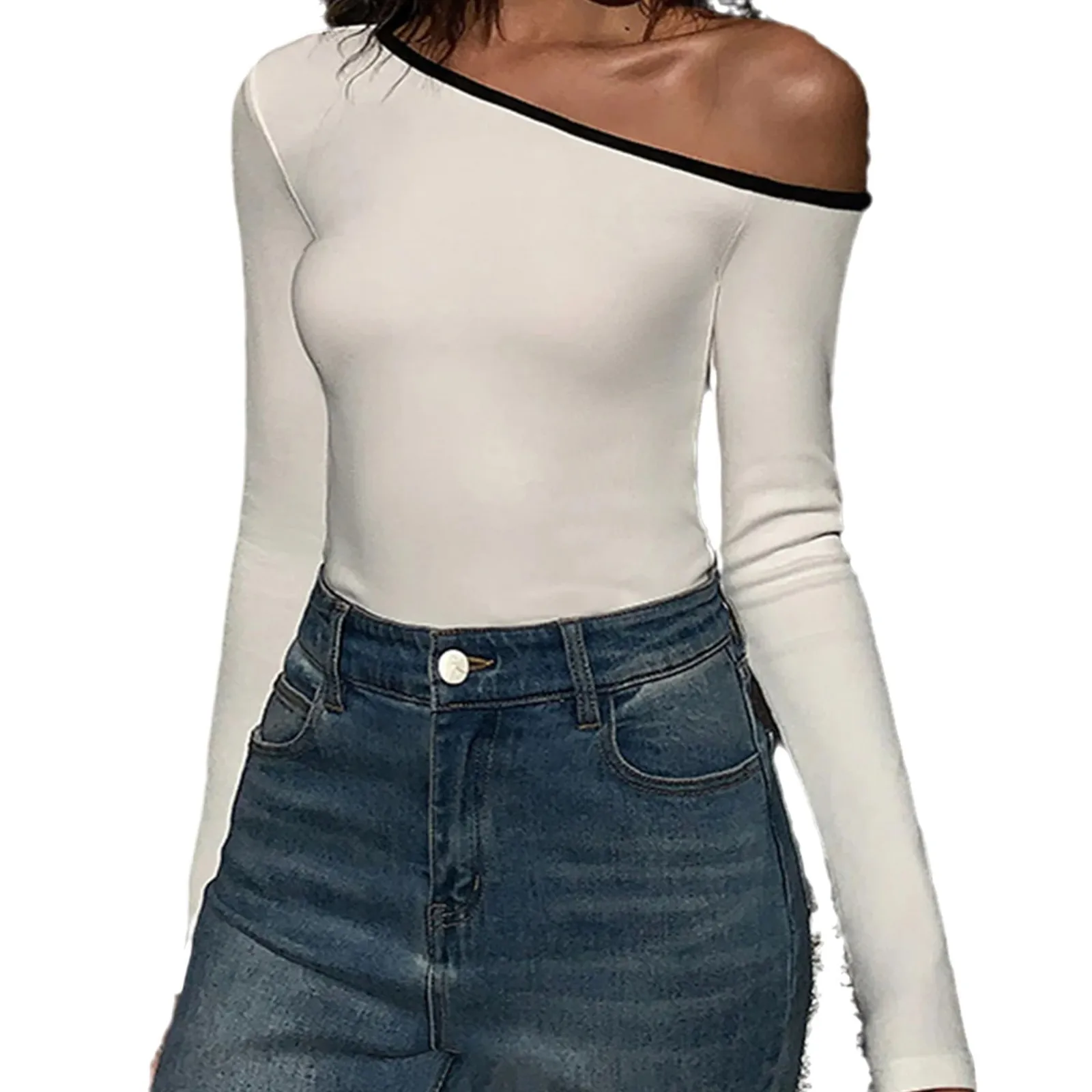 Pullover Long Sleeve Top Slim Fit Western Style with Sexy Chic T Shirt Autumn Long Sleeve Shirts Streetwear Cropped Women Top