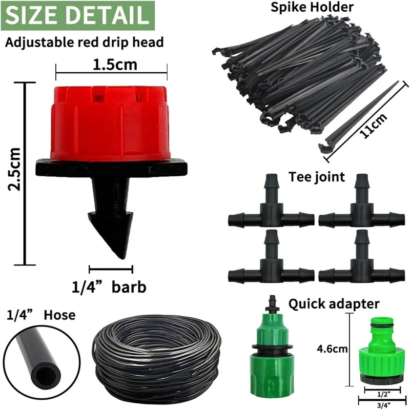 Micro Drip Irrigation System Portable Automatic Watering with Adjustable Drippers Misting Watering Kits Garden Hose