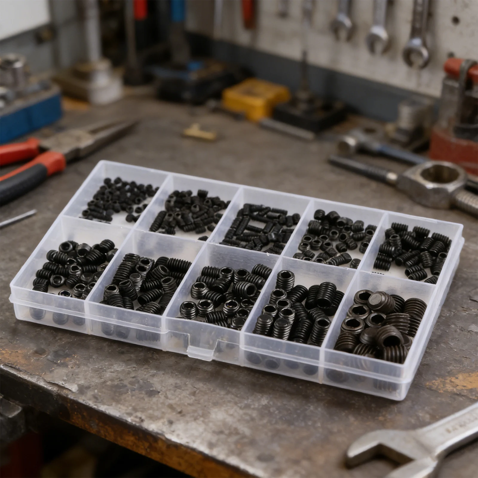400pcs Black Hexagonal Flat End Set Screw M3M4M5M6M8 Flat End Machine Meter Screw For Installation And Removal With Hex Keys