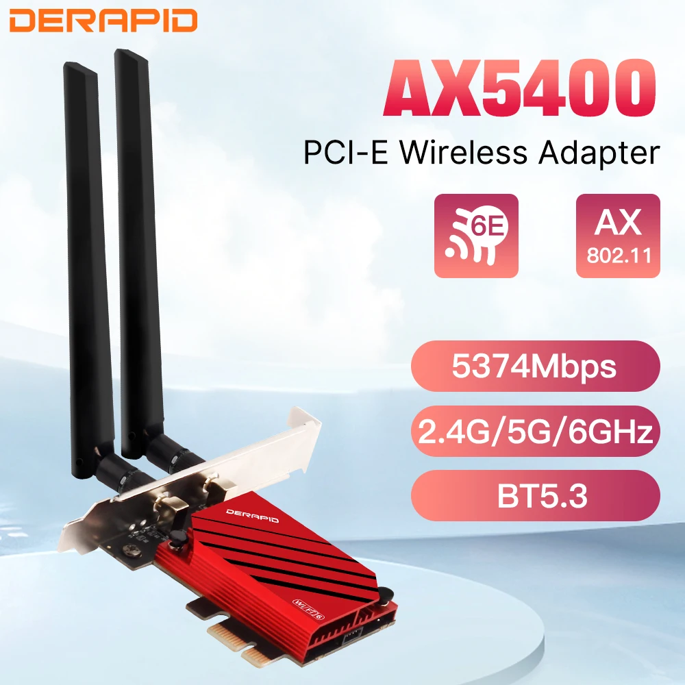 AX210 WiFi 6E PCIE Wireless Adapter Bluetooth 5.3 Tri-Band 802.11AX 2.4G/5G/6G Network Adapter Wi-Fi Receiver Card For Win10/11