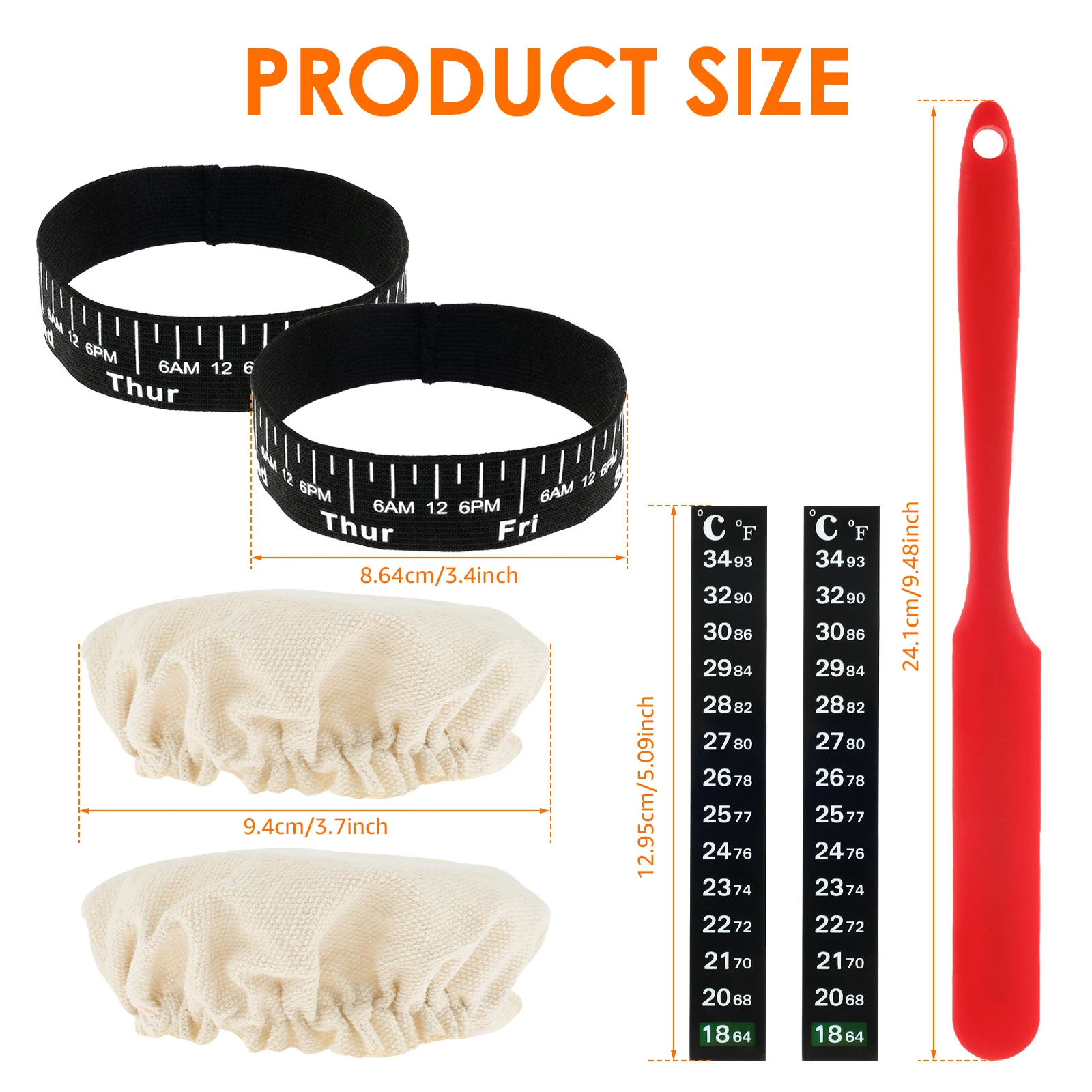 7Pcs Dough Starter Jar Laber Sourdough with Cloth Cap Silicone Spatula Date Band Breathable Jar Cover for Kitchen Baking - view 2
