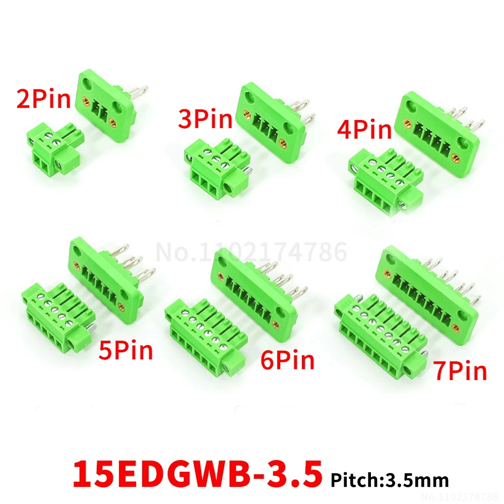 (1 Set) KF 15EDGWB - 3.5mm through-wall terminal block 2EDGKM fixed-panel plug and socket set 2~24P 2EDGWB 3.5