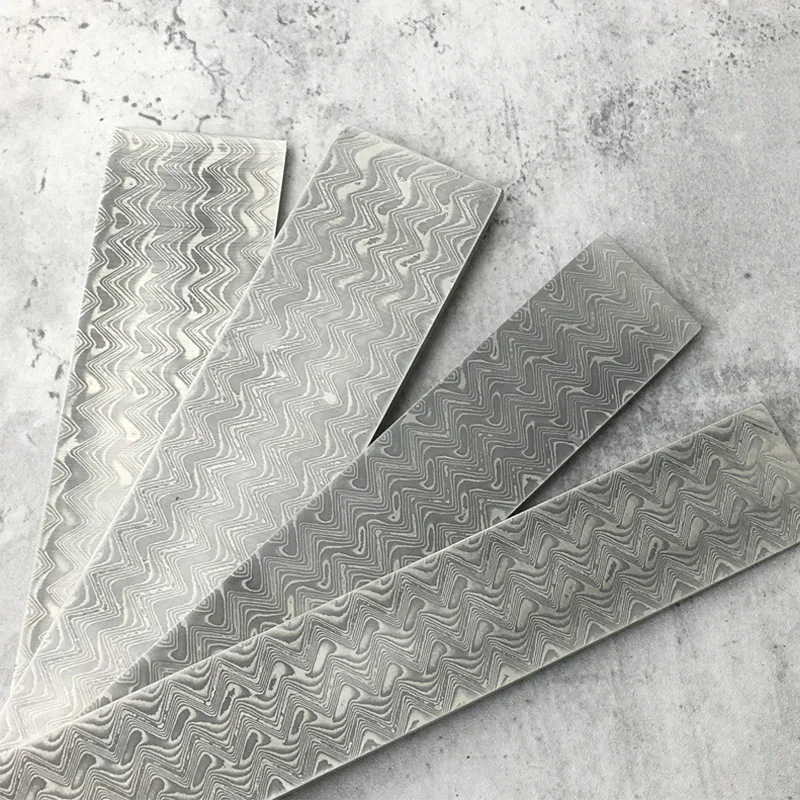 Dropship Damascus Steel Billets Forged Water Wave Patterned Sandwich Steel Blanks Bar DIY Knife Making Tool Parts 22x3x0.3CM