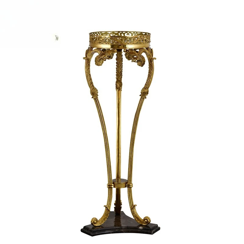 European-style all-copper edge table, household living room balcony flower stand shelf hotel lobby room edge table