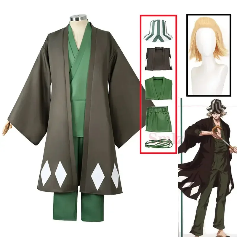sisi 2233New 2025 Urahara Kisuke Cospaly Anime Bleach Cosplay Costume Aldult Grey Kimono Pants Hat Outfits Halloween Carnival Pa