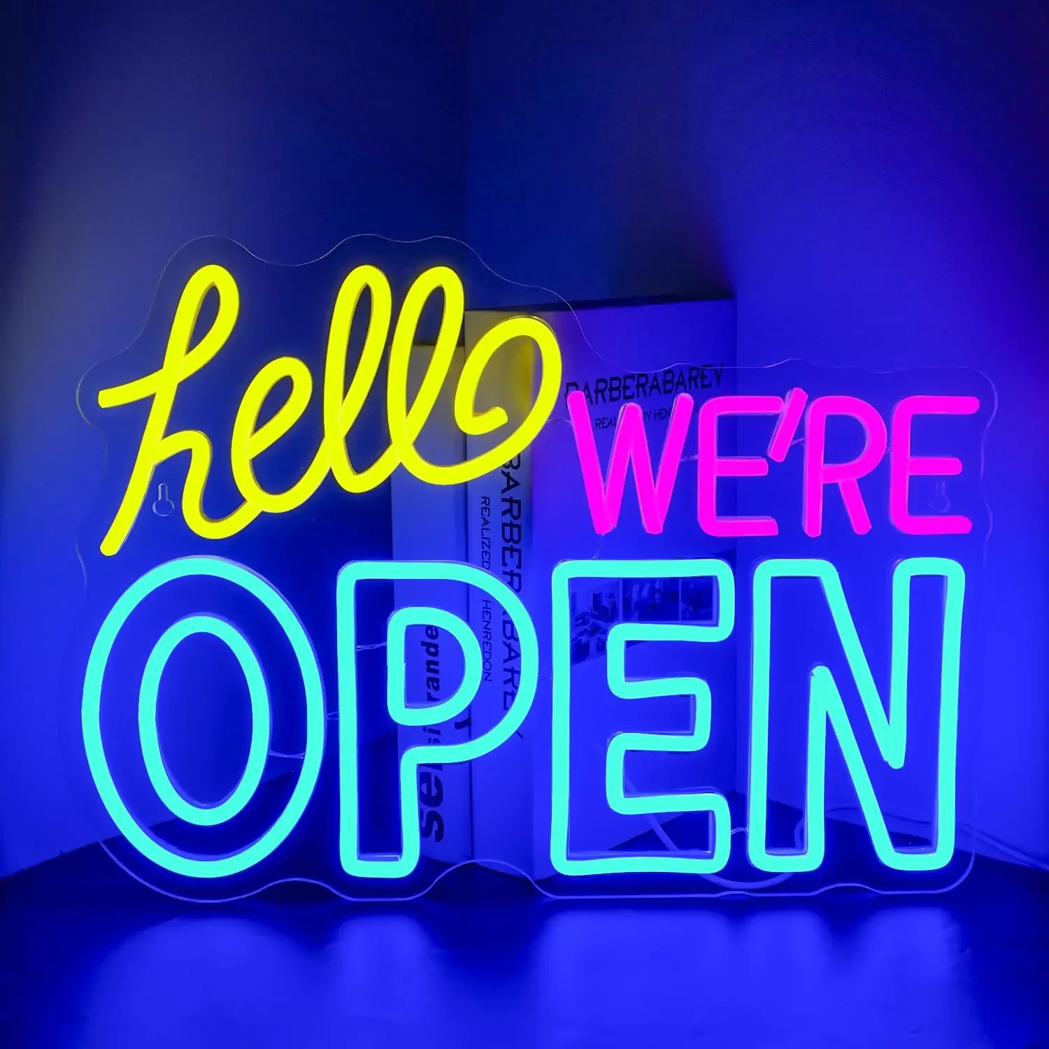 

Open Neon Light Sign USB Light Hello We’re Open Bright Led High Visibility Board Wall Decor Door Bar Shop Coffee Salon Store