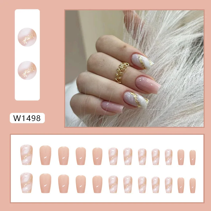 Pink Striped Nail Tips with immer Poer False Nails Ballet Sle Nail Art Tools Beau eup Accories