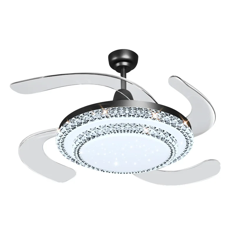 

Modern Fan Lamp Ceiling Fan Crystal Lights Household Mute Invisible Fan Lamp For Diningroom Bedroomroom And Livingroom