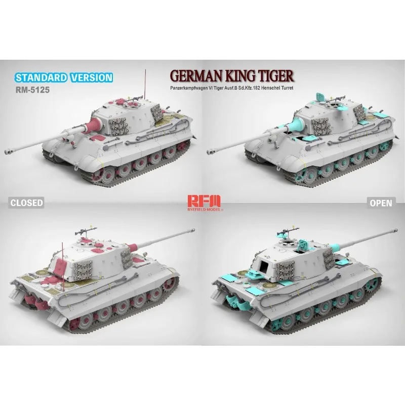 RYEFIELD 5125 1/35 Scale GERMAN KING TIGER Vl Tiger Ausf.B Sd.Kfz.182 Henschel Turret
