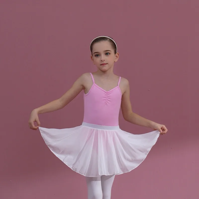 Kids Leotard Ballet Skirt Girls Gymnastics Sleeveless Dance Bodysuit Toddler Cotton Camisole Slim Tutus Dress Training Dancewear