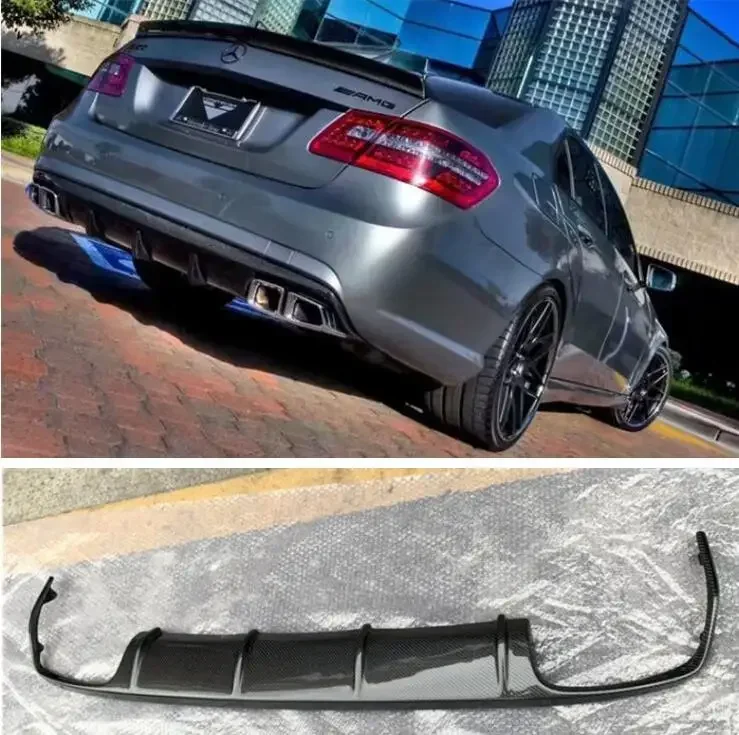 REAL CARBON FIBER REAR BUMPER TRUNK LIP SPOILER DIFFUSER COVER For Mercedes-Benz W212 E Class E63 AMG 2009 2010 2011 2012 2013