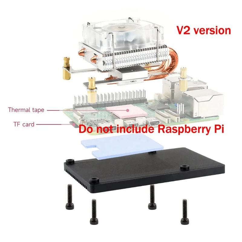 ICE Tower Fan V2 Thinner RGB Fan Low-Profile CPU Cooler U-Shaped Copper Tube Fins For Raspberry Pi 5 Pi5