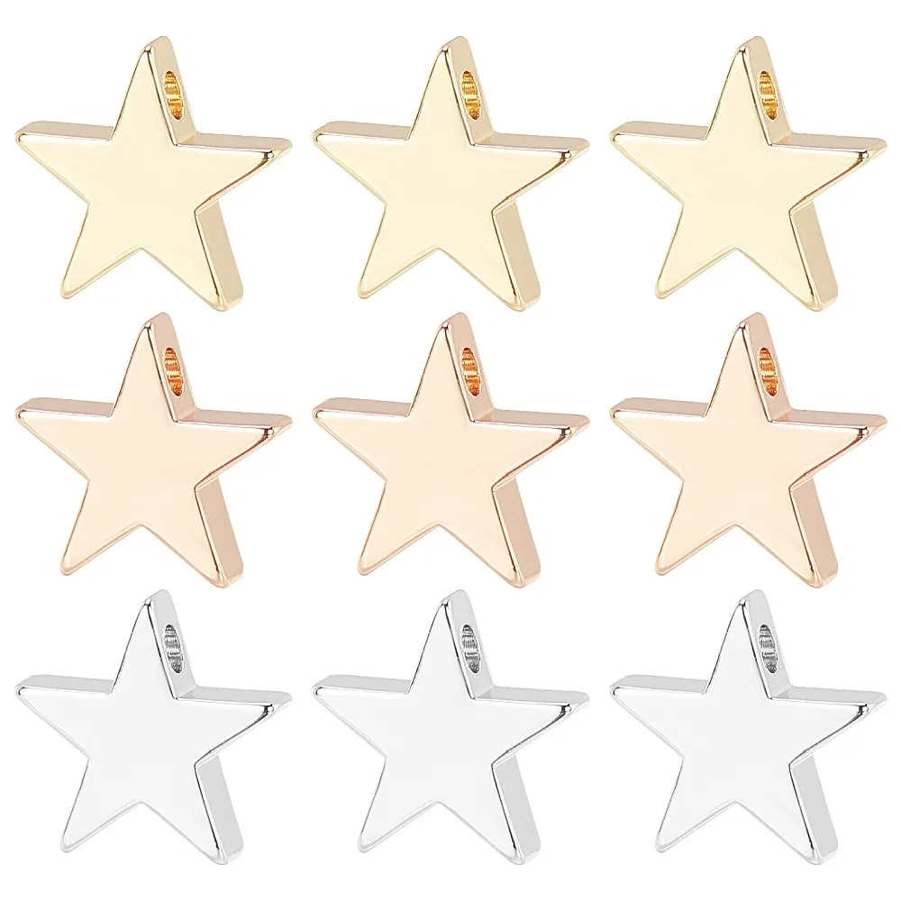 

1box 18pcs 3 colors Brass Long-Lasting Star Mixed color 11.5x12x2.5mm Hole: 1.2mm 6pcs/color