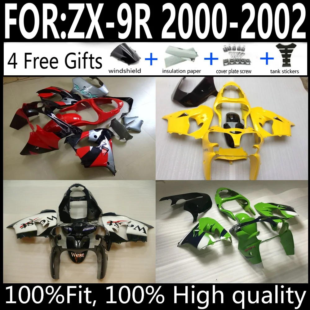 

Kawasaki ZX-9R 00 01 02 ZX9R 2000-2001-2002 Motorcycle Fairings Kit ABS Plastic Body Work Cowlings Fairing Set Full Body