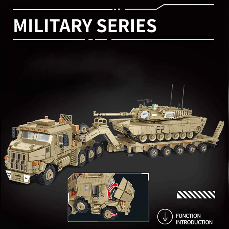 Blocs de construction de véhicules blindés M1070, militaire technique, camion, 5 figurines, assemblage de briques, Kit de modèle, cadeau pour adultes et enfants, 3482 pièces