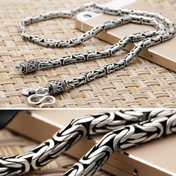 Factory Price S990 Sterling silver peace pattern 6mm retro personality men's and women's necklaces trendy fashion jewelry gifts