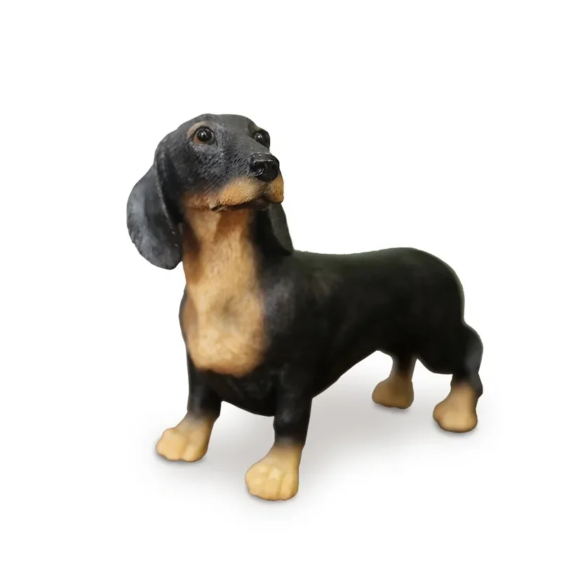 Fashion Black Weenie Dog Simulation Dog Model Vehicle Crafts Home Decoration Figurines Miniatures Decoration Crafts Accessories