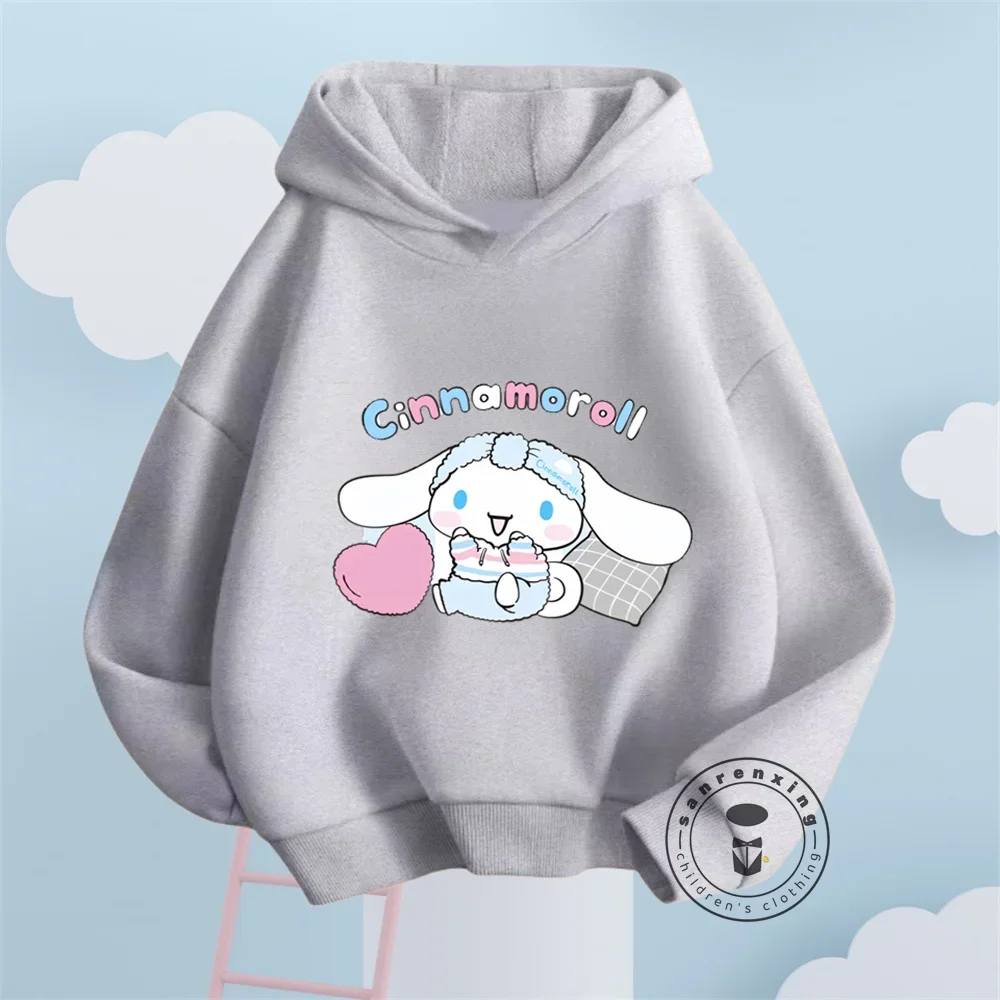 New MINISO Cinnamoroll Hoodie Kids Clothes Girls Sweatshirts Spring Boys Long Sleeves Hoodies Sanrio Cartoon Hooded Tops