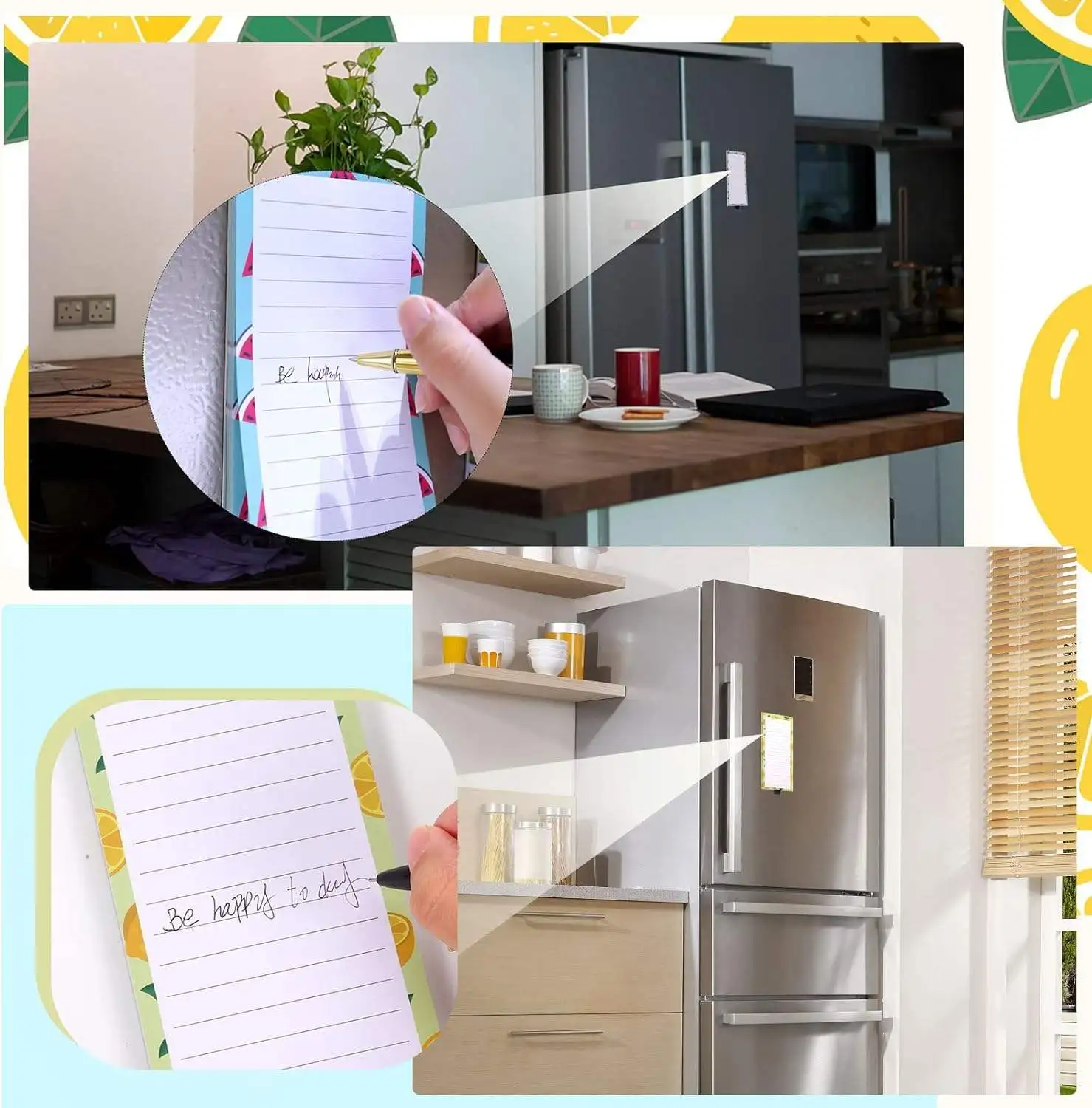 3 unids/set Bloc de notas magnético personalizable Bloc de notas divertido y funcional para compras de comestibles imán para nevera toma de notas
