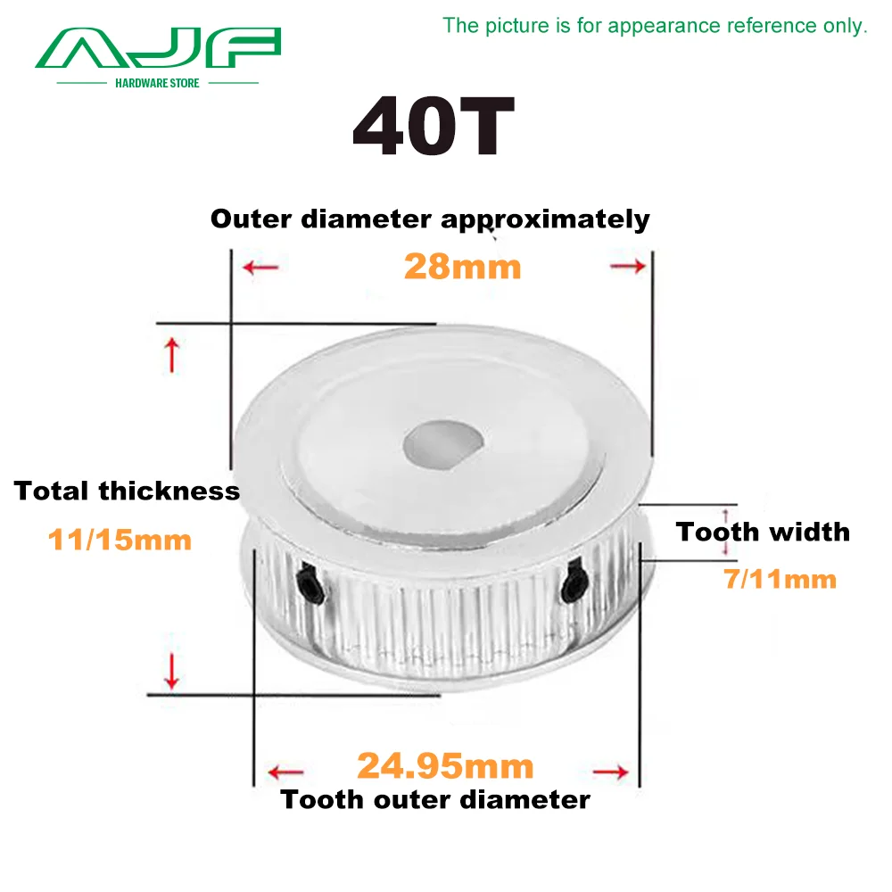 D Hole 2GT Timing Pulley 40T 50T 52T 60Teeth GT2 Synchronous Wheel Bore 5x4.5/6x5.5/8x7/8x7.5/10x9mm for Belt Width 6mm/10mm