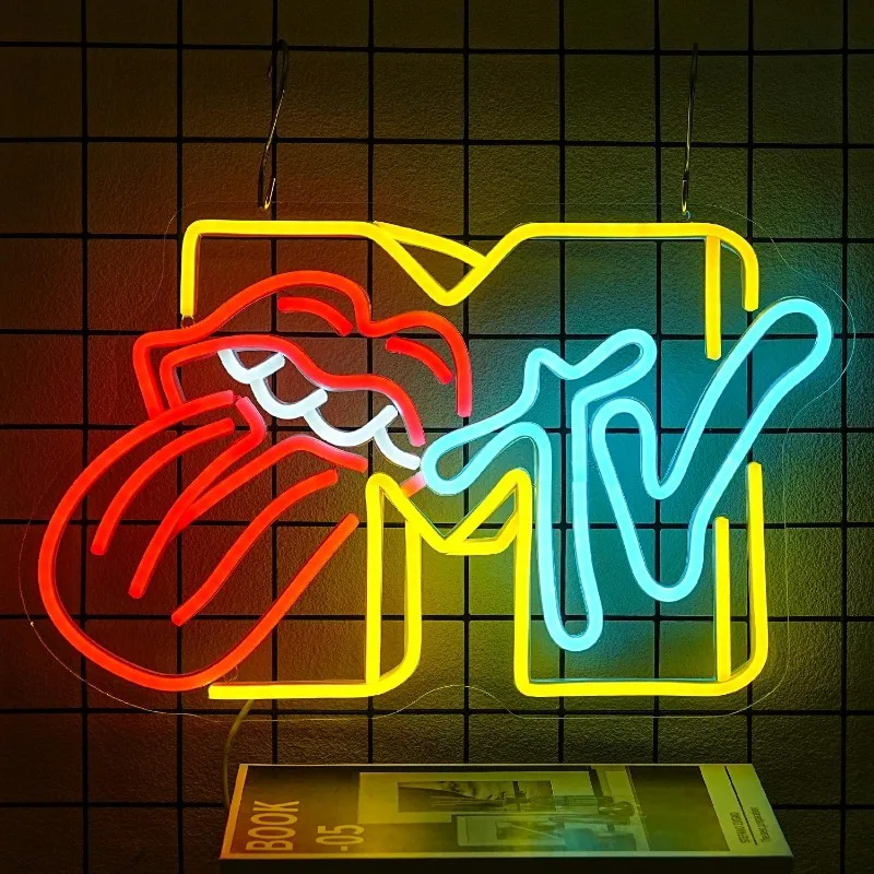 Music TV Neon Light for Wall Decoration  Luminous Sign LED Rock Music Neon Light Bar Music Club Karaoke Bedroom Wall Decoration