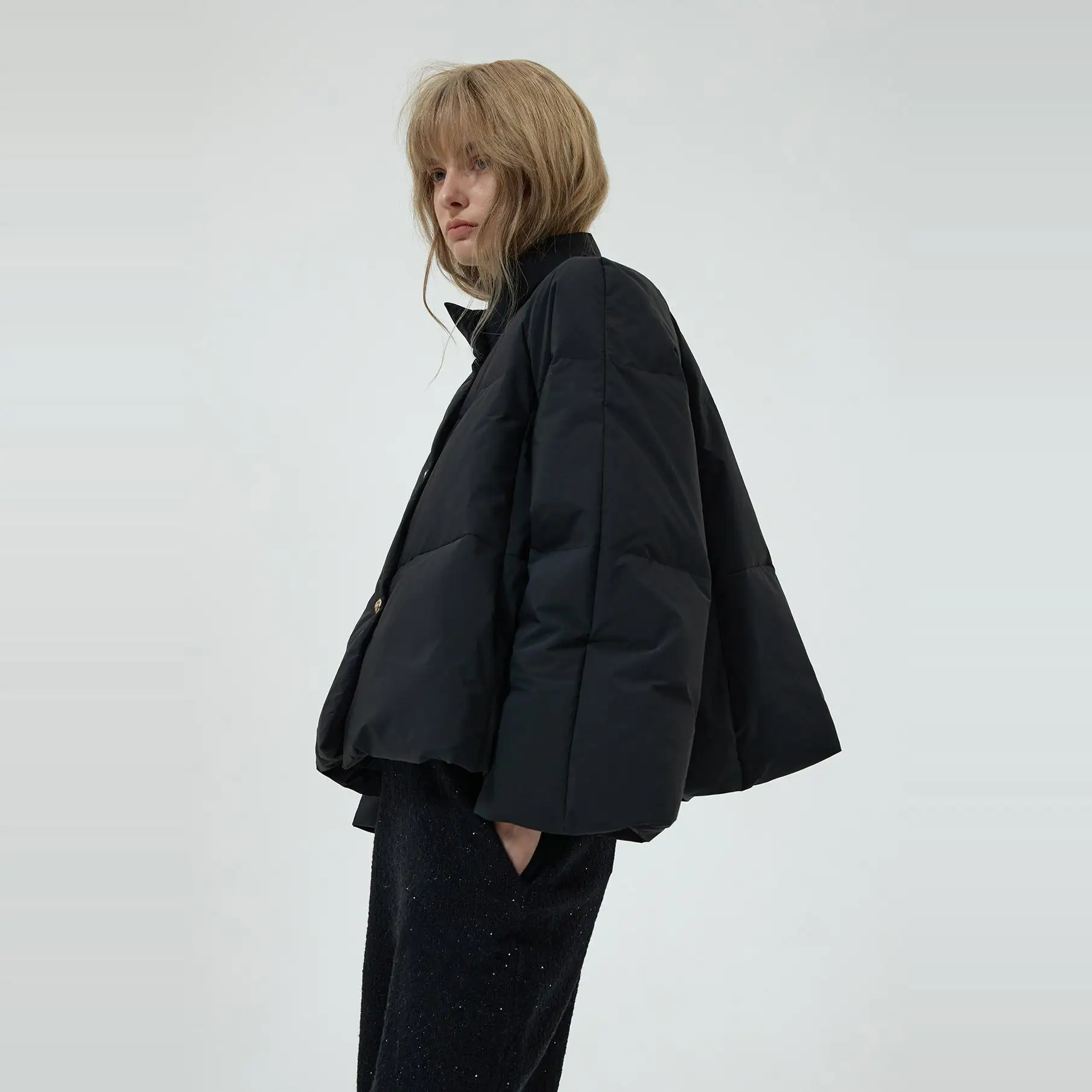 Damska kurtka puchowa ort Puffer Jaet w stylu koreańskim ze stójką, luźna, z puchem gęsim, model typu chleb, nowość na zimę, kolor