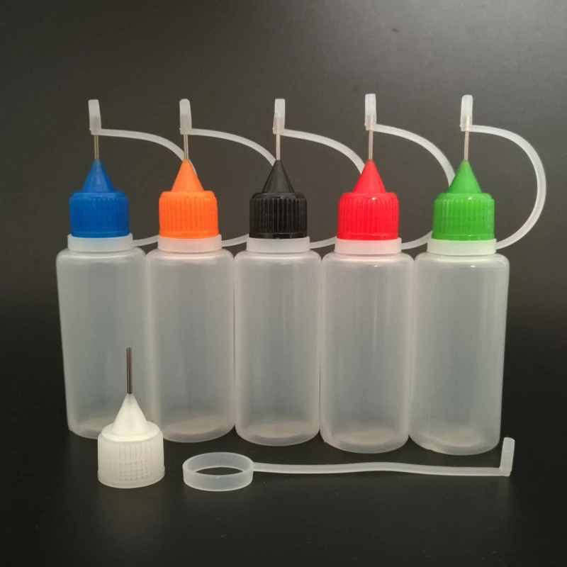 50pcs 20ml Precision Tip Applicator Bottle Empty E Liquid Vials Squeeze Dropper Bottle With Steel Needle Tip