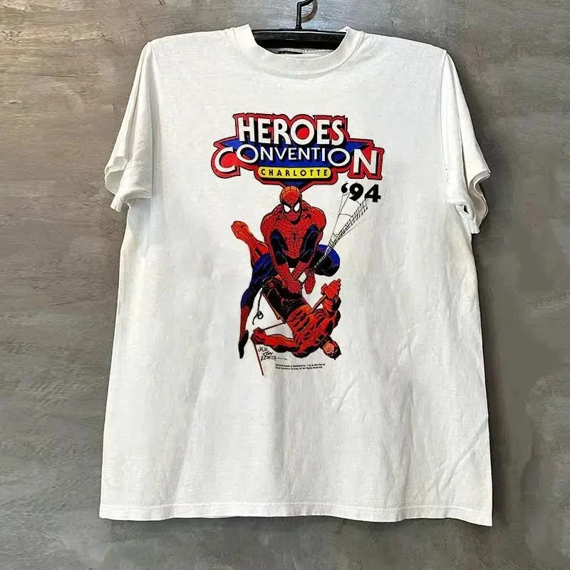 2025 جديد الرجل العنكبوت مارفل بطل الرجل العنكبوت الخيال العلمي فيلم قمصان قصيرة الأكمام النساء تي شيرت OS نمط الملمس الاطفال تي شيرت