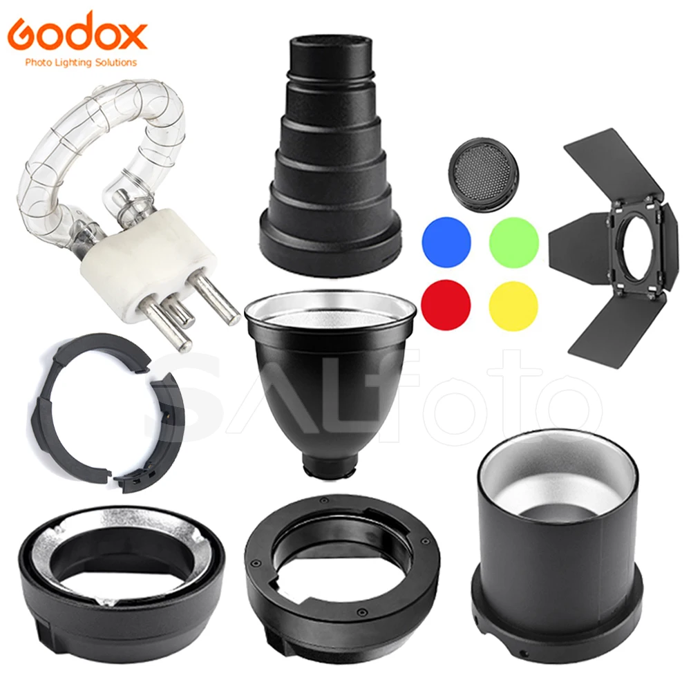 Godox AD300Pro AD300ProII Flash Accessory Bulb Snoot Honeycomb Barndoon Reflector Elinchrom Broncolor Profoto Mount ADAB Adapter