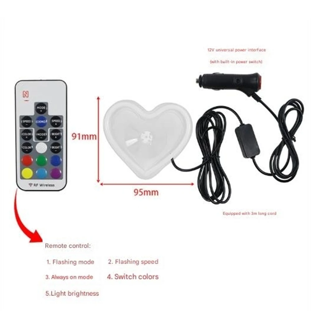 Car Window Interior Light 12V Remote Control RGB LED Car Gesture Heart LOVE LED Stickers Funny Back Window Sign For Car