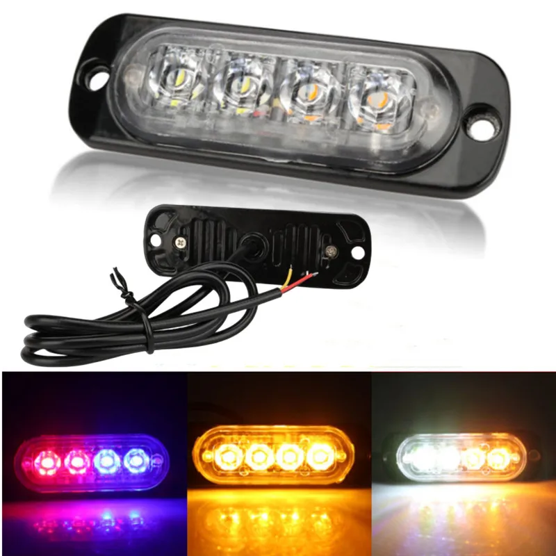 4Leds Car truck Explosive Strobe Warning lights Flashing taillights motorcycle turn Signal light Side Light Bar Lamp beacon 12v