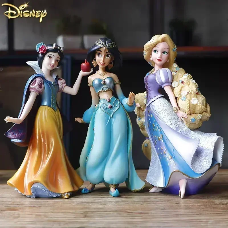 New 20cm Disney Figure Frozen Elsa Anna Snow White Rapunzel Resin Anime Model Doll Decoration Collect Girl Children Toys Gift